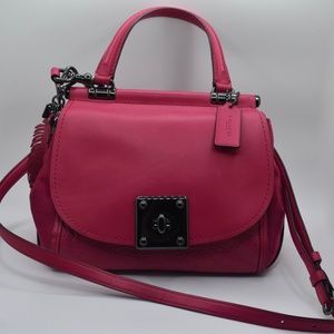 Coach Drifter Top Handle, Medium, Mixed Leather, Pink 38388 Satchel Bag